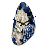 Victorian Cobalt Blue Foliage Victorian Pattern - Asymmetric Metal Wall Clock