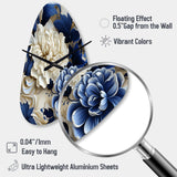 Victorian Cobalt Blue Foliage Victorian Pattern - Asymmetric Metal Wall Clock
