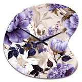 Victorian Elegance Soft Lavender Blossom II - Asymmetric Metal Wall Clock