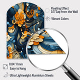 Orange And Blue Graceful Floral Essence Of Zen - Asymmetric Metal Wall Clock
