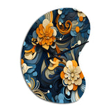 Orange And Blue Graceful Floral Essence Of Zen - Asymmetric Metal Wall Clock