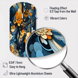 Orange And Blue Graceful Floral Essence Of Zen - Asymmetric Metal Wall Clock