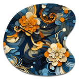 Orange And Blue Graceful Floral Essence Of Zen - Asymmetric Metal Wall Clock