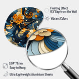 Orange And Blue Graceful Floral Essence Of Zen - Asymmetric Metal Wall Clock