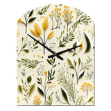 Yellow And Green Floral Simplicity - Asymmetric Metal Wall Clock