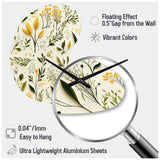 Yellow And Green Floral Simplicity - Asymmetric Metal Wall Clock