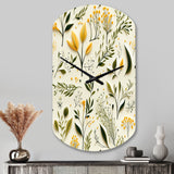 Yellow And Green Floral Simplicity - Asymmetric Metal Wall Clock