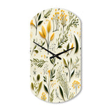 Yellow And Green Floral Simplicity - Asymmetric Metal Wall Clock