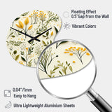 Yellow And Green Floral Simplicity - Asymmetric Metal Wall Clock