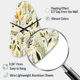 Yellow And Green Floral Simplicity - Asymmetric Metal Wall Clock