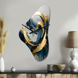 Golden grey Abstract Fractal Whirls of serenity II - Asymmetric Metal Wall Clock