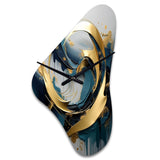 Golden grey Abstract Fractal Whirls of serenity II - Asymmetric Metal Wall Clock