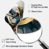 Golden grey Abstract Fractal Whirls of serenity II - Asymmetric Metal Wall Clock