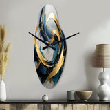 Golden grey Abstract Fractal Whirls of serenity II - Asymmetric Metal Wall Clock