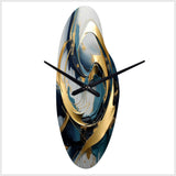 Golden grey Abstract Fractal Whirls of serenity II - Asymmetric Metal Wall Clock