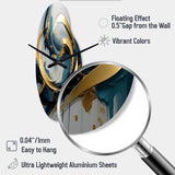 Golden grey Abstract Fractal Whirls of serenity II - Asymmetric Metal Wall Clock