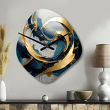 Golden grey Abstract Fractal Whirls of serenity II - Asymmetric Metal Wall Clock