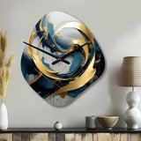 Golden grey Abstract Fractal Whirls of serenity II - Asymmetric Metal Wall Clock