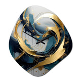Golden grey Abstract Fractal Whirls of serenity II - Asymmetric Metal Wall Clock