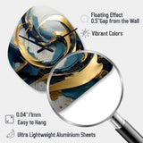 Golden grey Abstract Fractal Whirls of serenity II - Asymmetric Metal Wall Clock