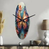 Orange and blue Metallic Butterfly - Asymmetric Metal Wall Clock
