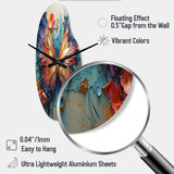 Orange and blue Metallic Butterfly - Asymmetric Metal Wall Clock