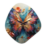 Orange and blue Metallic Butterfly - Asymmetric Metal Wall Clock