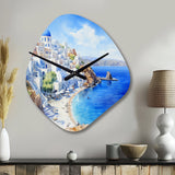 Santorini Greece serenity  - Asymmetric Metal Wall Clock