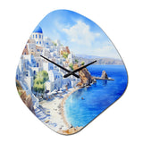 Santorini Greece serenity  - Asymmetric Metal Wall Clock