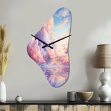 Pink and blue Pastel colored sky III - Asymmetric Metal Wall Clock