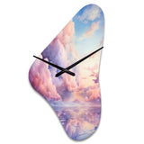 Pink and blue Pastel colored sky III - Asymmetric Metal Wall Clock