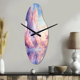 Pink and blue Pastel colored sky III - Asymmetric Metal Wall Clock