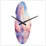 Pink and blue Pastel colored sky III - Asymmetric Metal Wall Clock