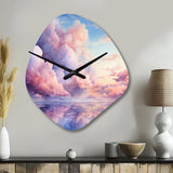 Pink and blue Pastel colored sky III - Asymmetric Metal Wall Clock