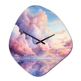 Pink and blue Pastel colored sky III - Asymmetric Metal Wall Clock