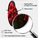 Tropical Radiance Red Hibiscus  II - Asymmetric Metal Wall Clock