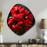 Tropical Radiance Red Hibiscus  II - Asymmetric Metal Wall Clock