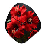 Tropical Radiance Red Hibiscus  II - Asymmetric Metal Wall Clock