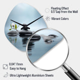 Blue Zen Serenity of Spiritual Stones in Water II - Asymmetric Metal Wall Clock