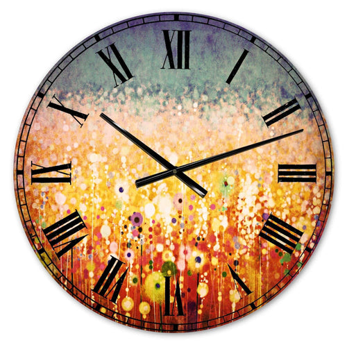 Abstract Flower Field Watercolor - Floral Metal Wall Clock
