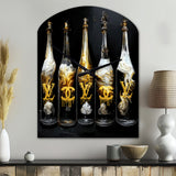 Fashion Designer Champagne Bottles - Asymmetric Metal Wall Clock