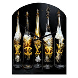 Fashion Designer Champagne Bottles - Asymmetric Metal Wall Clock