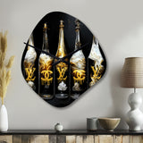 Fashion Designer Champagne Bottles - Asymmetric Metal Wall Clock