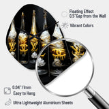 Fashion Designer Champagne Bottles - Asymmetric Metal Wall Clock