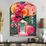 High Fashion Perfume Bottle Vase With Flowers II - Asymmetric Metal Wall Clock