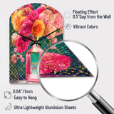 High Fashion Perfume Bottle Vase With Flowers II - Asymmetric Metal Wall Clock