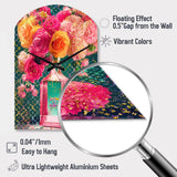 High Fashion Perfume Bottle Vase With Flowers II - Asymmetric Metal Wall Clock