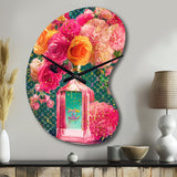 High Fashion Perfume Bottle Vase With Flowers II - Asymmetric Metal Wall Clock