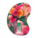 High Fashion Perfume Bottle Vase With Flowers II - Asymmetric Metal Wall Clock