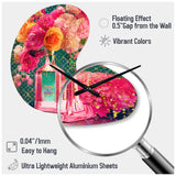 High Fashion Perfume Bottle Vase With Flowers II - Asymmetric Metal Wall Clock